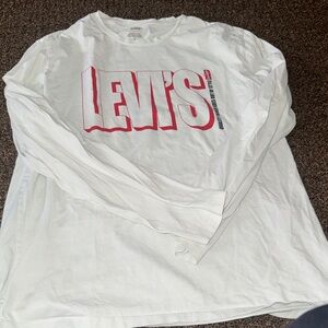Levi's White Long Sleeve Tee with Red Logo